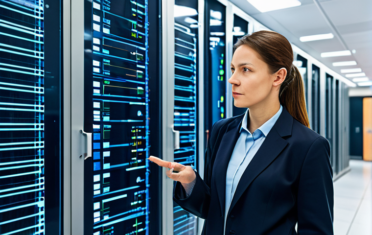 A thoughtful, professional female data ethicist or healthcare policymaker, dressed in a modest, dark business suit, fully clothed, appropriate attire. She stands in a sleek, modern, brightly lit European data center or a high-tech office. Around her, abstract visualizations of data streams flow, subtly interwoven with digital representations of security barriers and locks, symbolizing the intricate balance between innovation and stringent data protection (DSGVO concept). The background hints at advanced AI or medical research. Perfect anatomy, correct proportions, natural pose, well-formed hands, proper finger count. Focused, intelligent, conveying a sense of profound consideration for complex regulatory challenges. safe for work, appropriate content, fully clothed, professional, high-quality photograph, studio lighting, sharp focus.