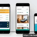 원격의료 플랫폼의 선택 기준 - A modern telemedicine platform interface displayed on a smartphone and tablet, showing a clear, user...