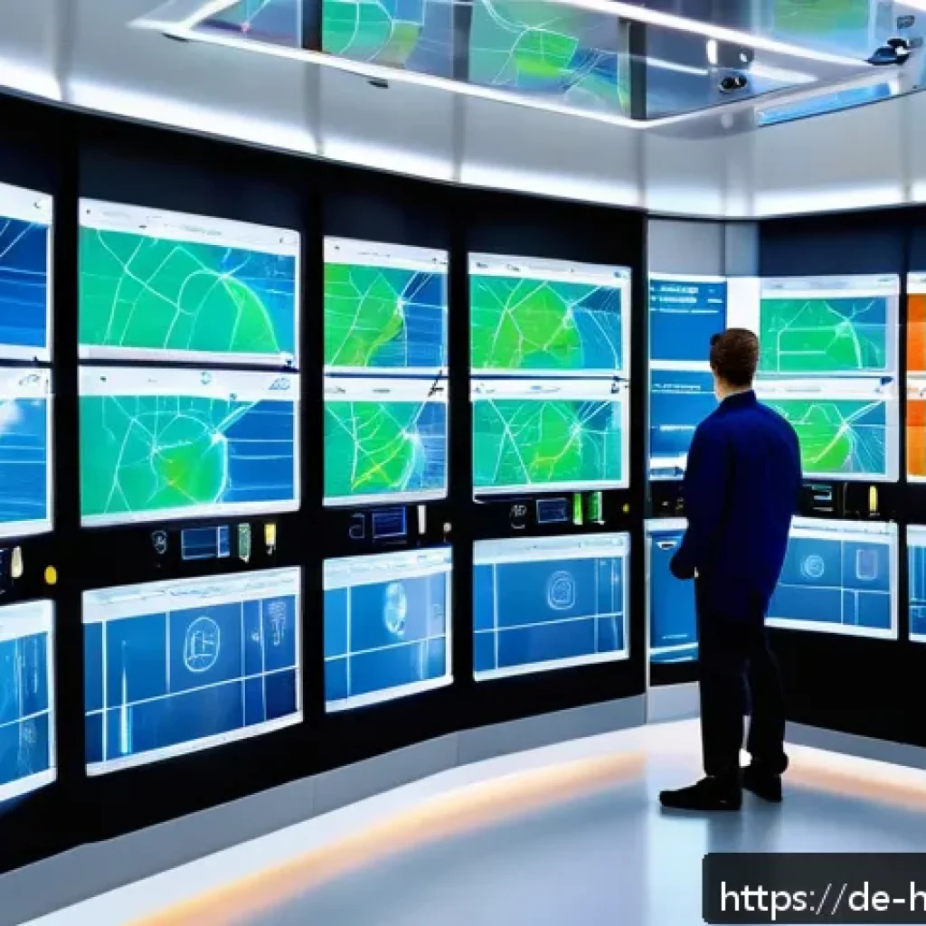 의료 시스템의 지속 가능한 전략 - A modern German hospital energy control room showcasing advanced sustainable technologies: walls lin...