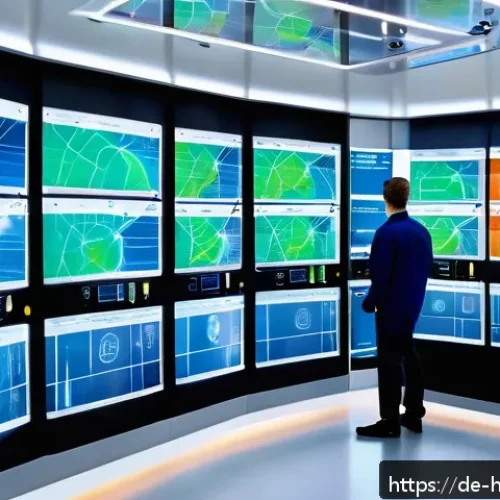 의료 시스템의 지속 가능한 전략 - A modern German hospital energy control room showcasing advanced sustainable technologies: walls lin...